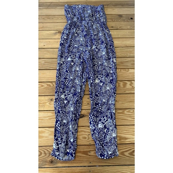 Lilly Pulitzer Patterned Strapless Jumpsuit Size Medium Women’s Blue - Picture 2 of 9